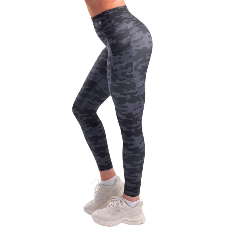 Final Markdown Women's Compression Leggings W/ Pockets - Camo Black