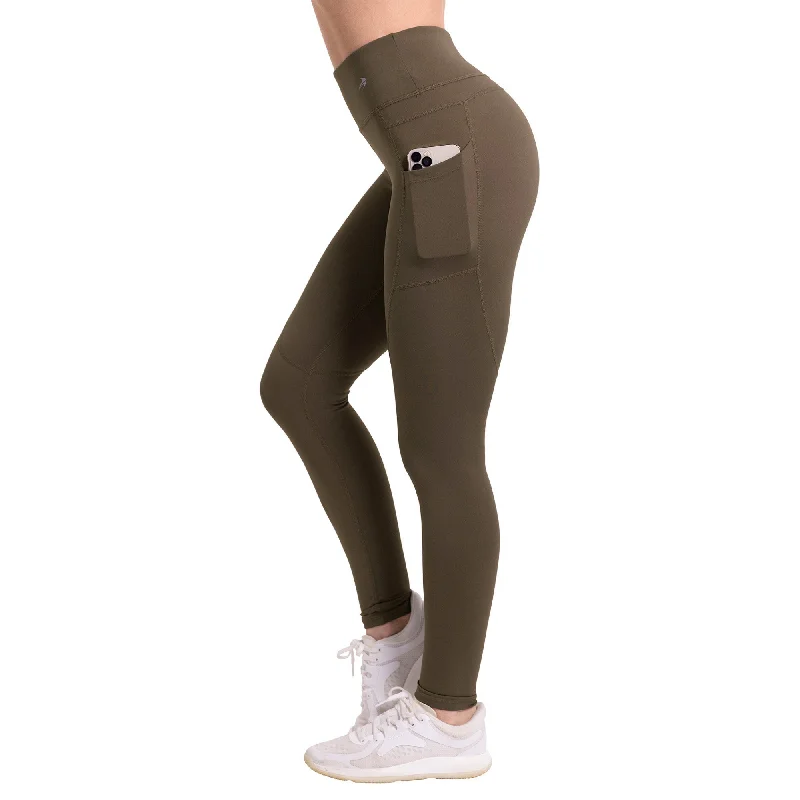 Don't Wait Women's Compression Leggings W/ Pockets - Olive
