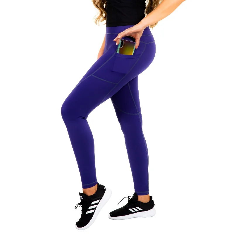 Flash Deals Women's Compression Leggings W/ Pockets - Purple