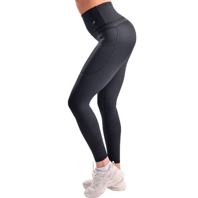 Closeout Women's Compression Leggings Super High Waist W/ Pockets - Black