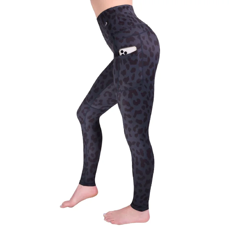 Special Price Women's Compression Leggings Super High Waist W/ Pockets - Leopard Black