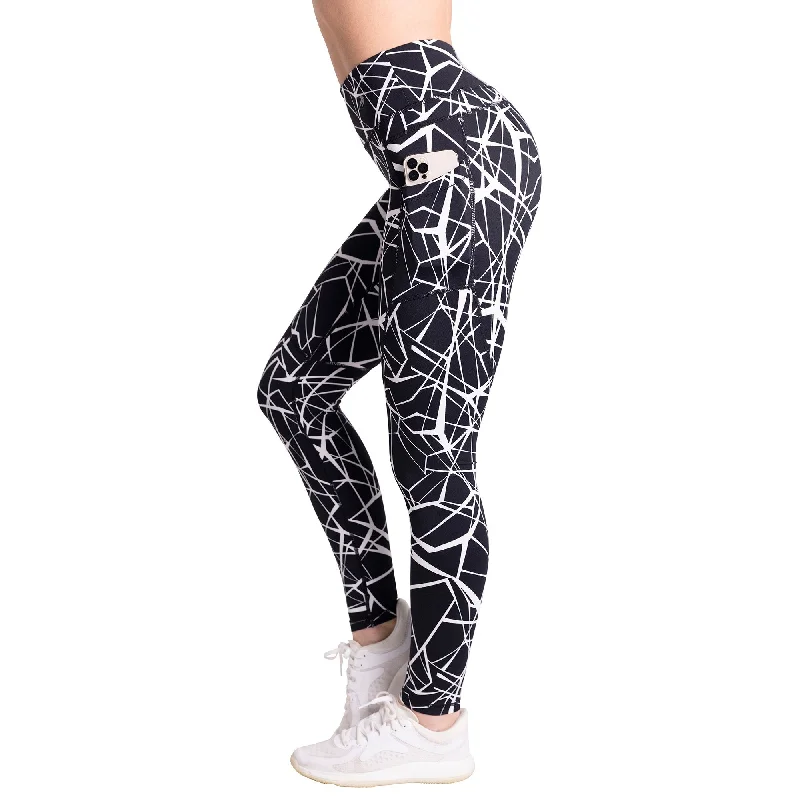 New Markdowns Women's Compression Leggings W/ Pockets - Tangled White
